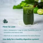 Green Origins Gut Greens Blend for Gut Health | High Plant-Base Fibre from Chicory Root Inulin, Spirulina, Wheatgrass Powder | 10 Servings, 100g | No Additives | Vegan & Kosher - Image 5