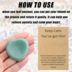 1Pcs Green Aventurine Thumb Worry Stone Healing Crystals Gifts with Gift Card Heart Healing Crystals Stones for Women Polished Reiki Balancing - Image 7