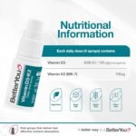 BetterYou Vitamin D3 K2 Oral Spray, Fast Acting Vitamin D 4000 IU + Vitamin K2 (MK7) Supplement, Supports Bones, Teeth, Immune System & Blood Clotting, 1-Month Supply, Natural Peppermint Flavour - Image 4