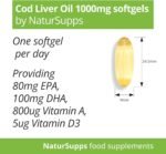 Cod Liver Oil Capsules High Strength 1000mg, 365 Omega 3 Softgels, EPA DHA Vitamin A Vitamin D3, 1 Year Supply, Gluten Free, UK Made by Natur Supps - Image 3