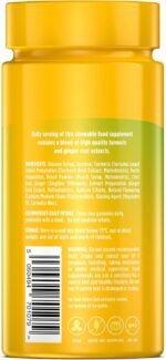 Wellgard Vegan High Strength Turmeric Gummies with Ginger – 1980MG Chewable Turmeric Curcumin Supplement, 60 Gummies, Peach Flavour - Image 4