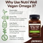 Vegan Omega 3, High Strength Algae Oil, DHA + EPA, 60 Softgel Capsules, Plant Based, Supports Heart, Brain, Joint & Eye Health, Halal & Kosher - Made in The UK by Nutri Well - Image 5
