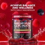 Magnesium Glycinate Gummies for Kids & Adults - High Strength Magnesium Glycinate 400mg with Malate, Zinc, D3, B6 & Taurine – Blueberry & Raspberry Flavours – Sleep, Focus & Relaxation – 120 Chews - Image 3