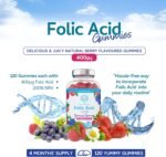 Folic Acid Gummies - 400μg, 120 Natural Berry Flavoured & Vegan Gummies - High Strength Vitamin B9 Folic Acid Pregnancy Support Prenatal Vitamin - No Artificial Sweeteners or Flavours – UK Made - Image 4