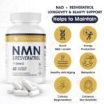 NMN & Resveratrol Complex 1100mg, Anti-Aging Antioxidant Dietary Supplement, 60 Capsules - Image 3