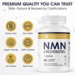 NMN & Resveratrol Complex 1100mg, Anti-Aging Antioxidant Dietary Supplement, 60 Capsules - Image 5