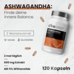 CYB | Ashwagandha Capsules High Dose - 5% Withanolides 600mg - with Magnesium Glycinate, Vitamin B6, and Zinc - 120 Capsules 2 Month Supply - Vegan - Laboratory Tested - Image 3