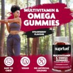Multivitamin & Omega Gummies-60 Strawberry Flavour Multivitamin and Biotin Gummies-Vegan, Daily Supplement with Omega3, Vitamins A, C, D, E & Biotin-Supports Immune Health, Bones, Hair & Skin - Image 3