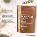 Lion's Mane Mushroom Powder - 100% Pure | High Strength 3000mg / Serving | Vegan | for Coffee & Tea | Mushroom Supplement | 100g Lion's Mane Powder | Horbaach - Image 3