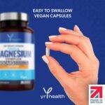 Vegan Magnesium Supplements with Zinc, 180 Capsules, Triple Magnesium Complex Supplement Plus Vitamin D, B6 & Copper, Vegan Society Registered, Made in The UK by YrHealth - Image 6