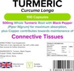 Lindens Turmeric 500mg with Black Pepper - 100 Vegan Capsules | 1-A-Day | UK Manufacturer - 1000mg per Serving | Natural Curcumin | Easy to Swallow & Digest Capsule | Letterbox Friendly (3+ Months Supply) - Image 3