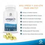 Omvits Vegan Omega 3 DHA & EPA from Algae Oil 1000mg - 60 Softgel Capsules with Vitamins C and E - Sustainable Algae Oil Omega 3 to Fish Oil - Vegetarian Fatty Acids - Supports Heart, Brain & Eyes - Image 3