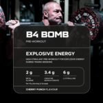 USN B4 Bomb Pre Workout Powder - 300g (20 Servings) Energy Drink Powder for Explosive Energy & Performance, 200mg Caffeine, 6000mg Citrulline, Creatine & 2000mg Beta Alanine - Cherry Flavour - Image 5