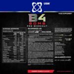 USN B4 Bomb Pre Workout Powder - 300g (20 Servings) Energy Drink Powder for Explosive Energy & Performance, 200mg Caffeine, 6000mg Citrulline, Creatine & 2000mg Beta Alanine - Cherry Flavour - Image 6
