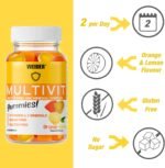 Weider Multivit Gummies - 9 Vitamins and 3 Essential Minerals (zinc, Iodine, Selenium) - Low in Calories (only 13 kcal per dose) - Sugar- and Gluten-Free - 80 Gummies - Image 3