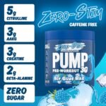 Applied Nutrition Pump Zero Pre Workout - Zero Stim, Caffeine Free, Energy & Performance (375g - 25 Servings) (ICY Blue Raz) - Image 4