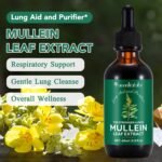 Mullein Drops, Mullein Leaf Extract for Lungs Natural Mullein Leaf Extract Drops, Fast Absorption, Lungs Cleanse, 60ml - Image 3