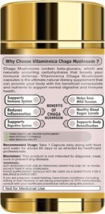 Vitaminnica Chaga Mushroom- 60 Capsules | Natural Antioxidant Support for Immune System | Vegan Mushroom Supplement - Image 3
