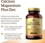 Solgar® Calcium Magnesium Plus Zinc Tablets - Pack of 200 - Healthy Bones, Teeth & Muscles - Supports Health of Nervous System - Vegan - Image 3