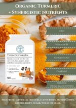 Organic Turmeric Complex – High Strength - Bones & Joint Health Support - Ginger Extract, Piperine, Cayenne, Vitamin B & Zinc – Vegan, 90 Capsules - Image 3