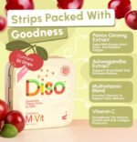 Diso® M-VIT Multivitamins for Men & Women | High Strength Dissolvable Strips | Alternative to Multivitamin Tablets & Gummies | Energy, Immunity, Skin & Bone Health | Cranberry Flavour | 30 Days Tin - Image 6