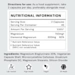 Magnesium Glycinate - 180 High Strength Capsules - 1500mg of Mag G Providing 300mg Elemental Magnesium Per Serving - Supplements Made in The UK - Futuro Labs - Image 3
