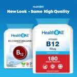 Health4All Vitamin B12 Cyanocobalamin 50mcg 180 Tablets 6 Months Supply, Vitamin B12 50mcg Supplement, Contributes to The Reduction of Tiredness and Fatigue, Vegan & Gluten-Free | Made in UK - Image 3