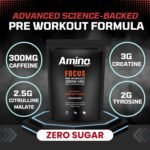 Amino Focus - Pre Workout Powder - 8000mg with Caffeine, Creatine, Citrulline & Tyrosine - Amino Acid Nootropic - Preworkout Drink Men & Women - Sugar Free Vegan Friendly (66 Servings, Watermelon) - Image 3