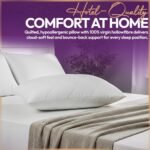 Quilted Bed Pillows 1 Pack Hotel Quality (48cm x 74cm), Hypoallergenic & Breathable Cover, Soft & Supportive Bounce-Back Hollowfibre Luxury Pillows for Stomach, Back & Side Sleep, Standard Size - Image 3