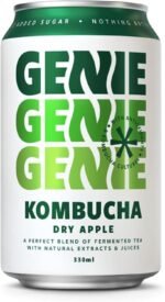 GENIE LIVING DRINKS Kombucha, Dry Apple, Fermented for 10 Days, Gut Friendly, Low Calorie, All Natural, 100% Vegan, No Sweeteners, No Nasties, Made in the UK, Natural Energy, 6 x 330ml Cans - Image 3