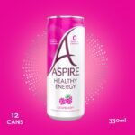 ASPIRE Healthy Energy Drink – 12 x 330ml Cans – Zero Calories & Zero Sugar – Natural Plant Based Caffeine & Multivitamins- Vegan & Gluten Free (Raspberry) - Image 3