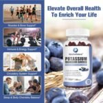 Potassium Magnesium Gummies - Supports Muscle, Bone & Immune Health - 320mg Magnesium Glycinate, 200mg Potassium Citrate, 80mg Calcium Carbonate, 10mg Zinc, Vitamins B12, C, D3 - Image 3