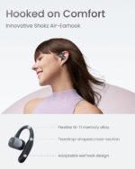 SHOKZ OpenFit Air Open-Ear Headphones, True Wireless Bluetooth Earphones with Mic, Fast Charging, 28h Playtime, IP54 Waterproof for Workout - Black - Image 4