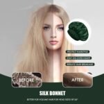 Satin Silk Bonnet for Sleeping, Double Layer Silk Sleep Cap for Men & Women, Soft Satin Lined Bonnet for Natural & Curly Hair(Dark Green) - Image 5