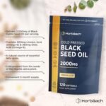 Black Seed Oil Capsules 2000mg | 120 Softgels | Cold Pressed Nigella Sativa Supplement with Omega 6 and 9 | by Horbaach - Image 3
