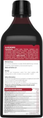 Elixir Women – Herbal Food Liquid Supplement with Hawthorn, Chamomile & Cranberry – 250ml – Vegan, Gluten-Free, Natural Antioxidant Support - Image 3
