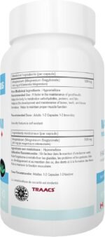 Magnesium Bisglycinate – Highest Absorption – Premium Grade – No Fillers – Non Buffered – 90 Veg Caps – 500mg Magnesium Bisglycinate per Cap (50mg Elemental Magnesium) - Image 3