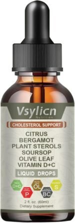 Cholesterol Support Drops with Citrus Bergamot & Plant Sterols – Heart & Lipid Health Supplement with Soursop, Olive Leaf, Vitamins D & C – Natural Vegan Liquid Drops, Alcohol-Free, 2 fl oz (60ml) - Image 7