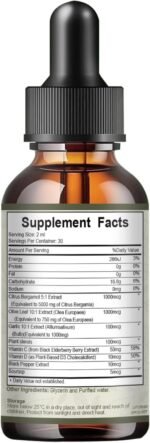 Cholesterol Support Drops with Citrus Bergamot & Plant Sterols – Heart & Lipid Health Supplement with Soursop, Olive Leaf, Vitamins D & C – Natural Vegan Liquid Drops, Alcohol-Free, 2 fl oz (60ml) - Image 8