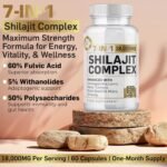 Shilajit 7-in-1 Blend 18,000mg - Ashwagandha, Maca Root, Ginseng, Turmeric, Lion’s Mane, Black Seed Oil - High Strength, 60 Capsules - Image 5