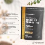Tribulus Terrestris Extract 7500mg | 120 Vegan Tablets for Men and Women | High Strength 95% Saponins | with Vitamin D3 | by Horbaach - Image 3