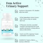 Fem Active Urinary Support X 60 Capsules - Advanced Blend of D Mannose - UTI, Cystitis, BV, Water Infection/Pain releif - 10 Day Immediate Action Course - Women Urinary Tract and Bladder Health - Image 3
