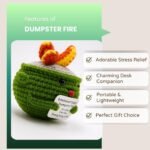 Emotional Support Dumpster Fire Crochet, Handmade Crochet Dumpster fire, for Stress Relief & Anxiety Comfort, Funny Desk Decor, Dumpster Fire Desk Accessaries (Green Plus) - Image 3