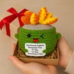 Emotional Support Dumpster Fire Crochet, Handmade Crochet Dumpster fire, for Stress Relief & Anxiety Comfort, Funny Desk Decor, Dumpster Fire Desk Accessaries (Green Plus) - Image 6