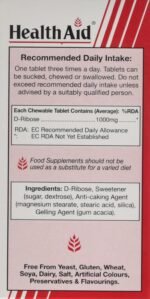 HealthAid Vegan D-Ribose 1000mg Tablets - (Pack of 90 Tablets) - Image 3