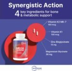 Microbiome Labs MegaQuinone Vitamin K2 MK7 + Vitamin K1, Magnesium Glycinate & Zinc - Advanced Bone & Heart Support - High-Strength VIT K2-7 Menaquinone-7 Supplement, Soy-Free, 60 Vegan Capsules - Image 3