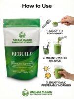 Green Superfood Powder, 30 Servings | Gut Health, Digestion & Immune Support | Vegan Daily Greens with Spirulina, Chlorella, Moringa & Wheatgrass | Great for Smoothies | 100g - Image 6