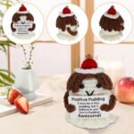 Pocket Hug Positive Caramel Pudding Plush - Handmade Crochet Stress Relief Doll with Motivational Card, Cute Emotional Support Gift for Boys and Girls, Friends, Coworkers, Anxiety Relief - Image 4
