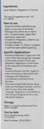 Pure Magnesium Oil Spray, 100% Natural & Paraben-Free Magnesium for Sleep, Muscle Recovery & Foot Care, Safe, Effective, Non-GMO, Vegan & Gluten-Free Magnesium Spray Supplement, 100ml, Topical Use - Image 6