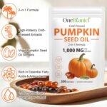Premium Pumpkin Seed Oil, 3000mg Per Serving, 2 in 1 Cold Pressed Pumpkin Seed Oil for Hair, Urinary, Bladder & Prostate Health, Skin Care - Non-GMO, Gluten - Free 300 Softgels (1) - Image 5